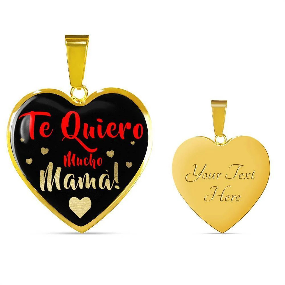 Spanish Mother Necklace Personalized Engraved Gold Heart Necklace Custom Name D